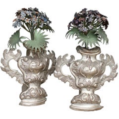 19th Century Altar Urns With a Heart and a Bouquet