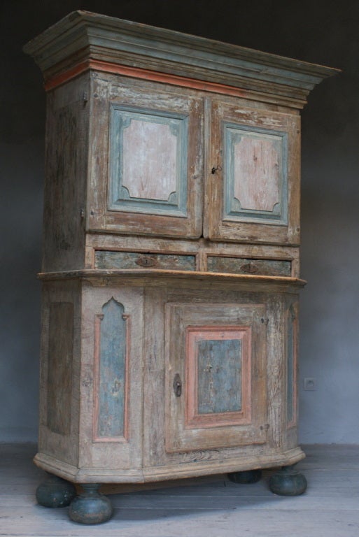 Old Swedish Scraped Cupboard