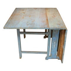 Antique Blue Swedish Drop-Leaf Table