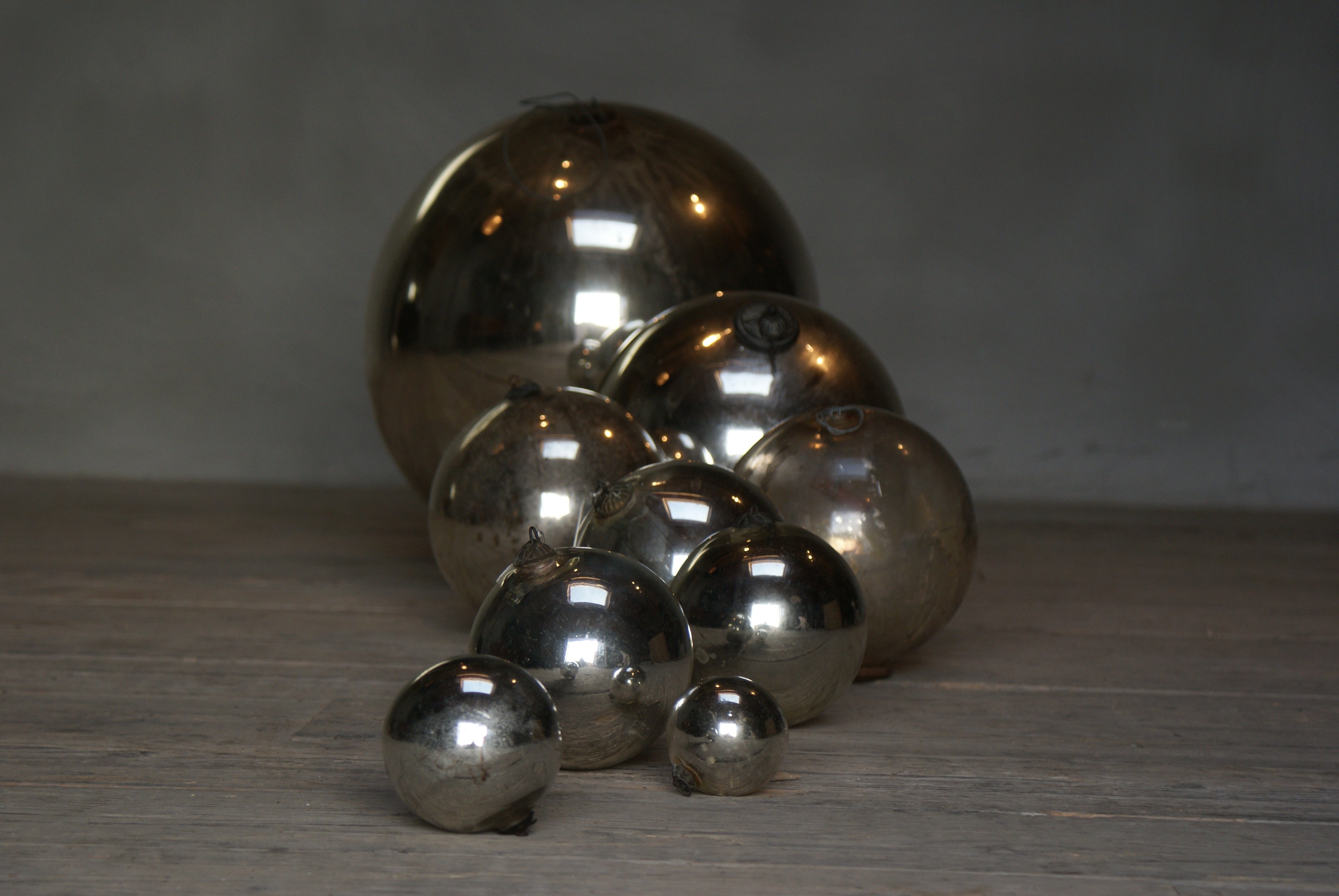 "Jingle Balls" Hand-Blown Mercury Glass Spheres For Sale