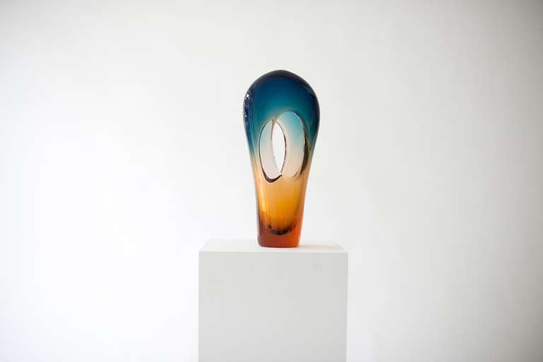 Large and expressive glass sculpture from Czech atelier in the 1970's. It somewhat makes me think of Munch's scream...