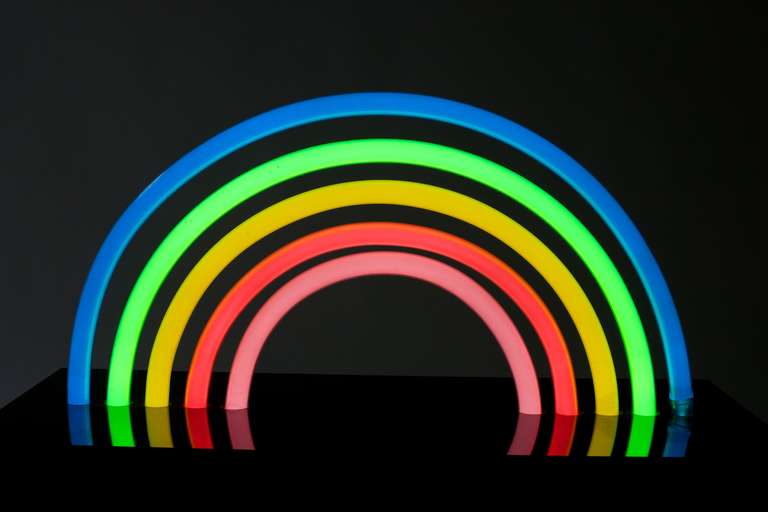French 1970's Rainbow Neon Art Sculpture Atelier A