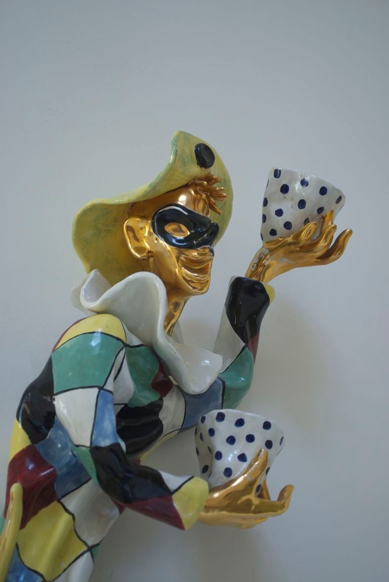Mid-Century Modern 1950's illuminated harlequin sculpture by Otello Rosa for San Polo Venice Italy