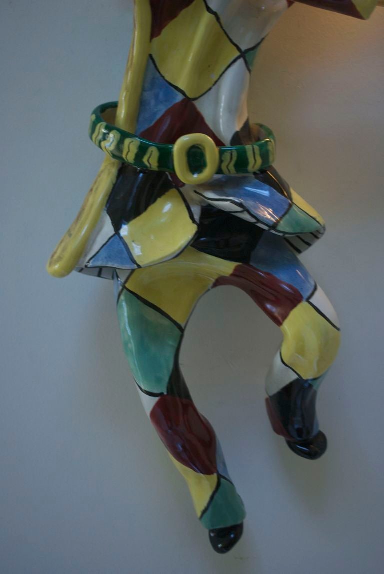 Italian 1950's illuminated harlequin sculpture by Otello Rosa for San Polo Venice Italy