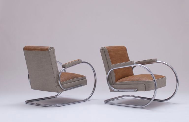 1938 pair of Modernist armchairs Thonet by Stéphane Jasinski 3