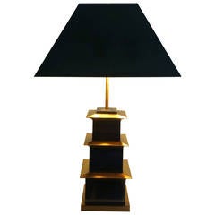 1970s "Mexico" Large Bronze Table Lamp by Maison Charles