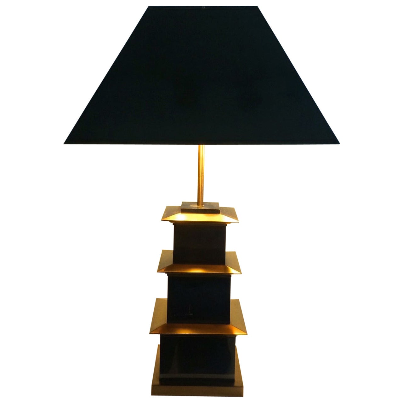 1970s "Mexico" Large Bronze Table Lamp by Maison Charles For Sale