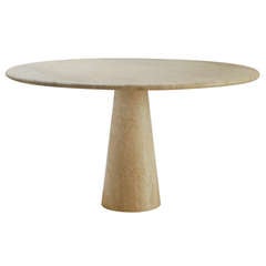Large 1970 Round Travertine Dining Table Attributed to Angelo Mangiarotti Large 1970 Round Travertine Dining Table Attributed to Angelo Mangiarotti