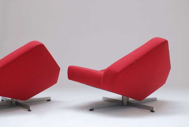 Unknown Pair of 1960 Architectural Swivel Base Chairs