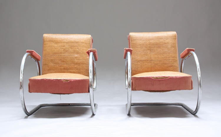 1938 pair of Modernist armchairs Thonet by Stéphane Jasinski 2