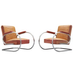 1938 pair of Modernist armchairs Thonet by Stéphane Jasinski