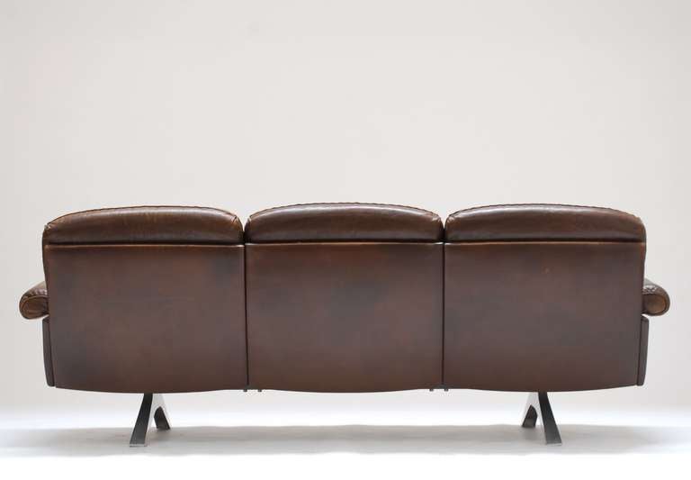 1970s Brown Leather De Sede DS 31 Sofa and Swivel Club Chair 1