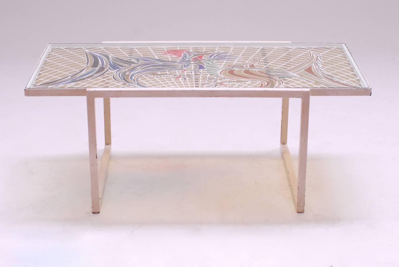 Mid-Century Modern 1950s Handmade Glass Mosaïc Coffee Table by Sculptor Jozef Kets For Sale