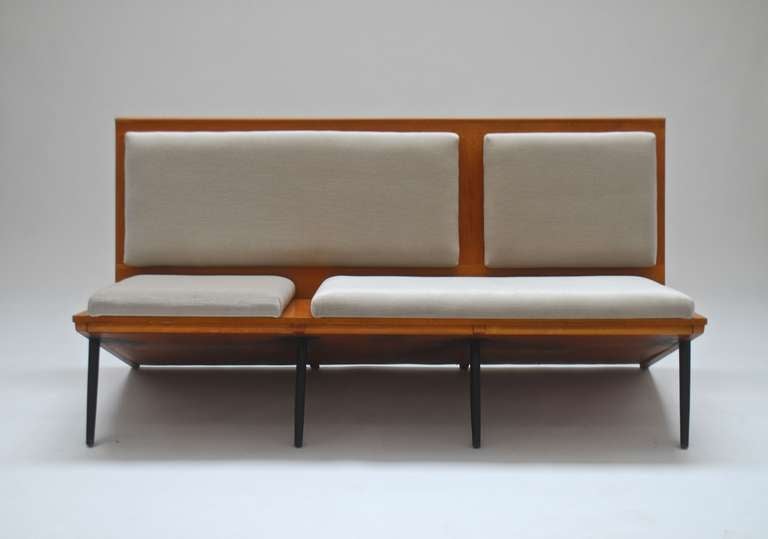 Mid-Century Modern Unique 1956 Cherry wood bench by Georges Vanrijk
