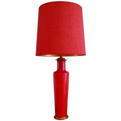 1970
s French Porcelain and Brass Atelier Table Lamp