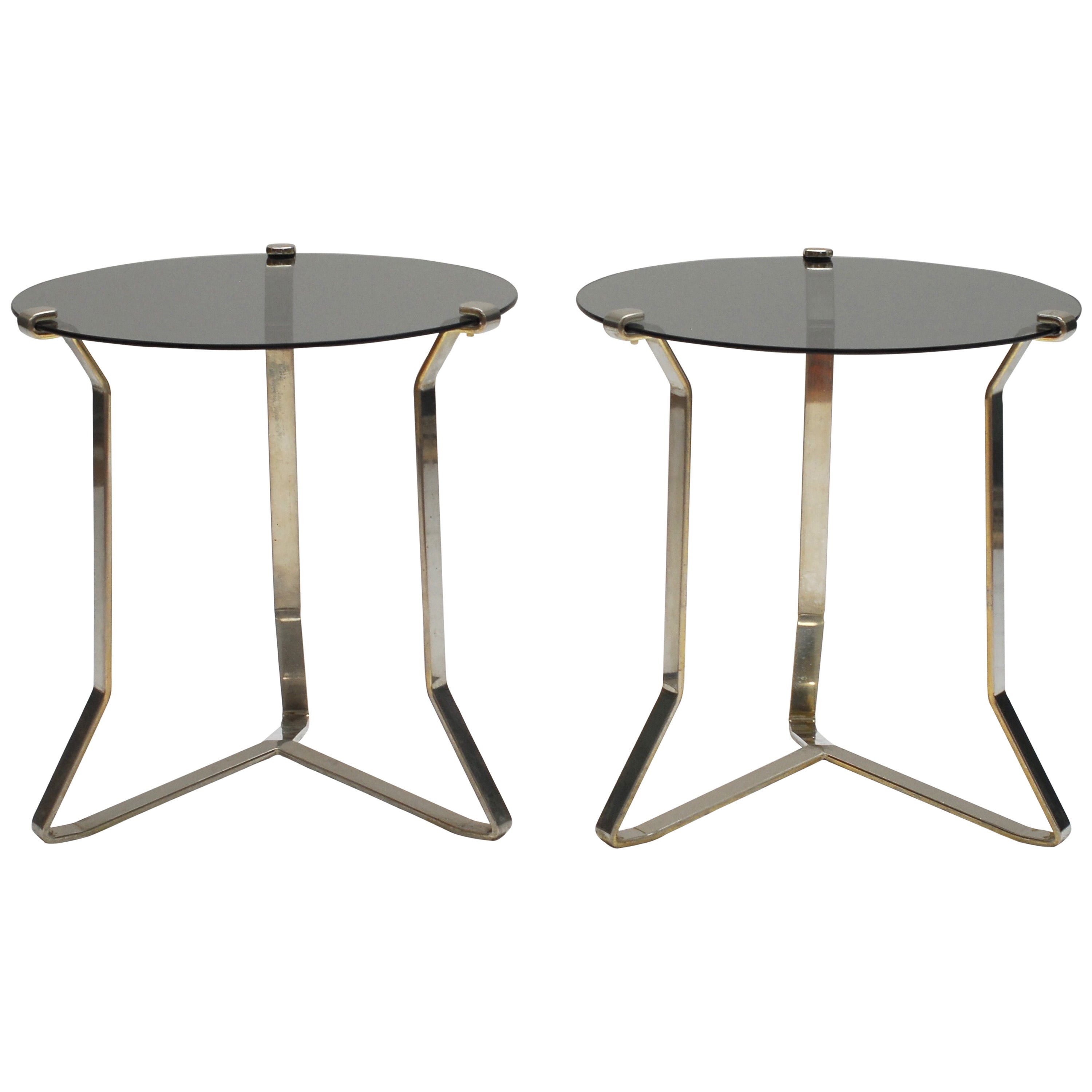 Pair of 1970s French Chromed Steel Side Tables