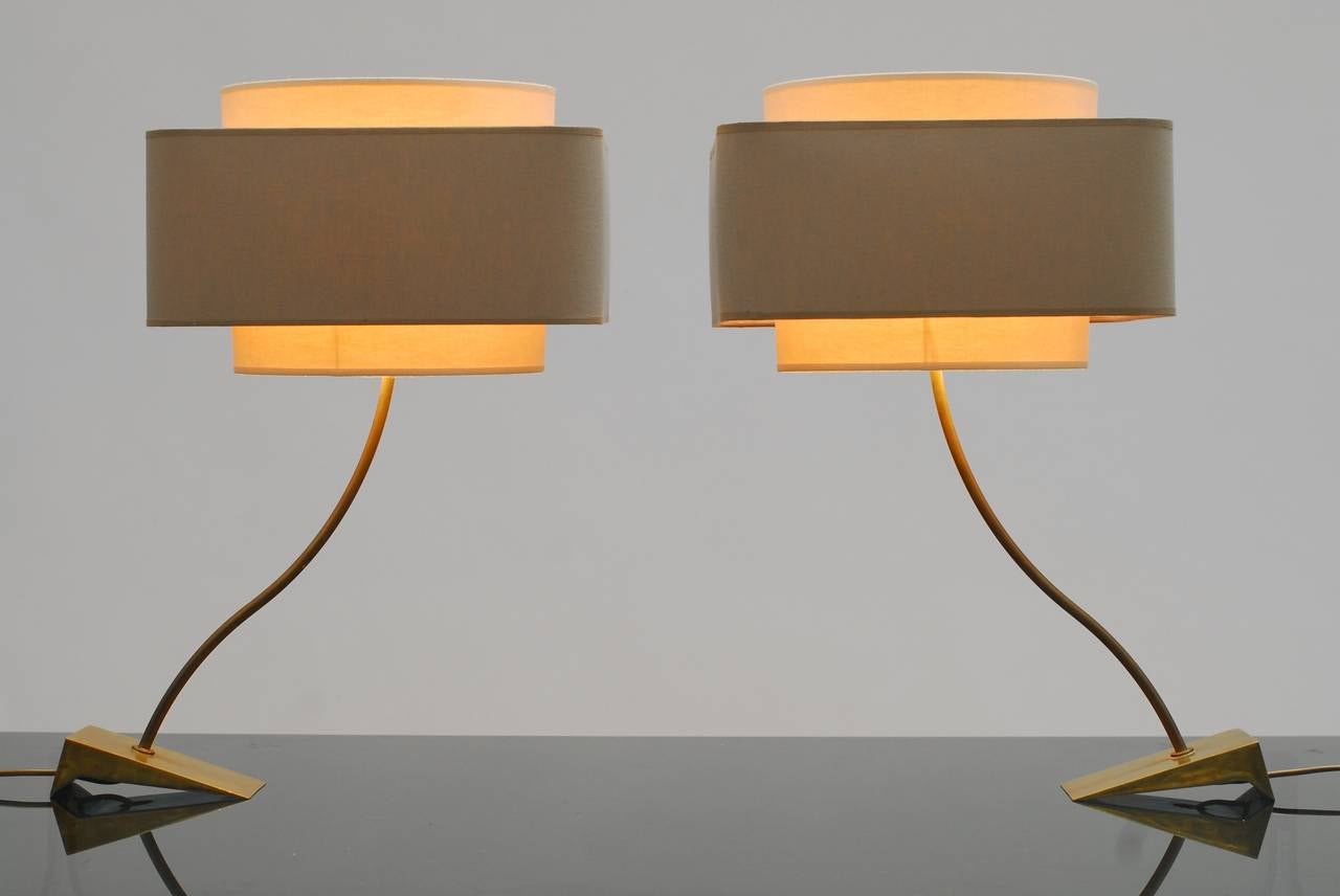 Belgian Pair of 1960s Bronze Table Lamps