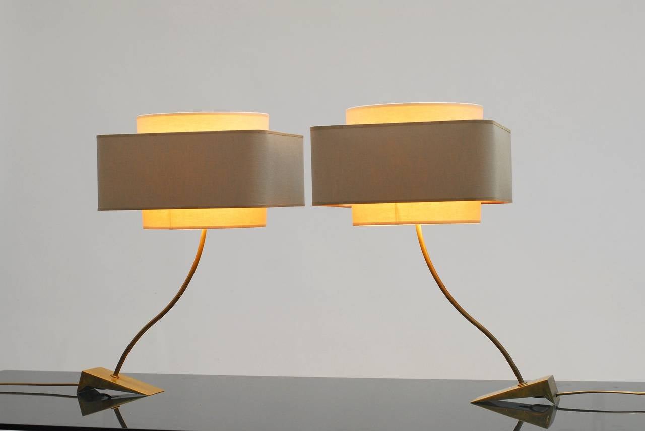 Very highly elegant bronze table lamps. The base is solid bronze and constructed for heavy shades.
High quality and rare pair of lamps...