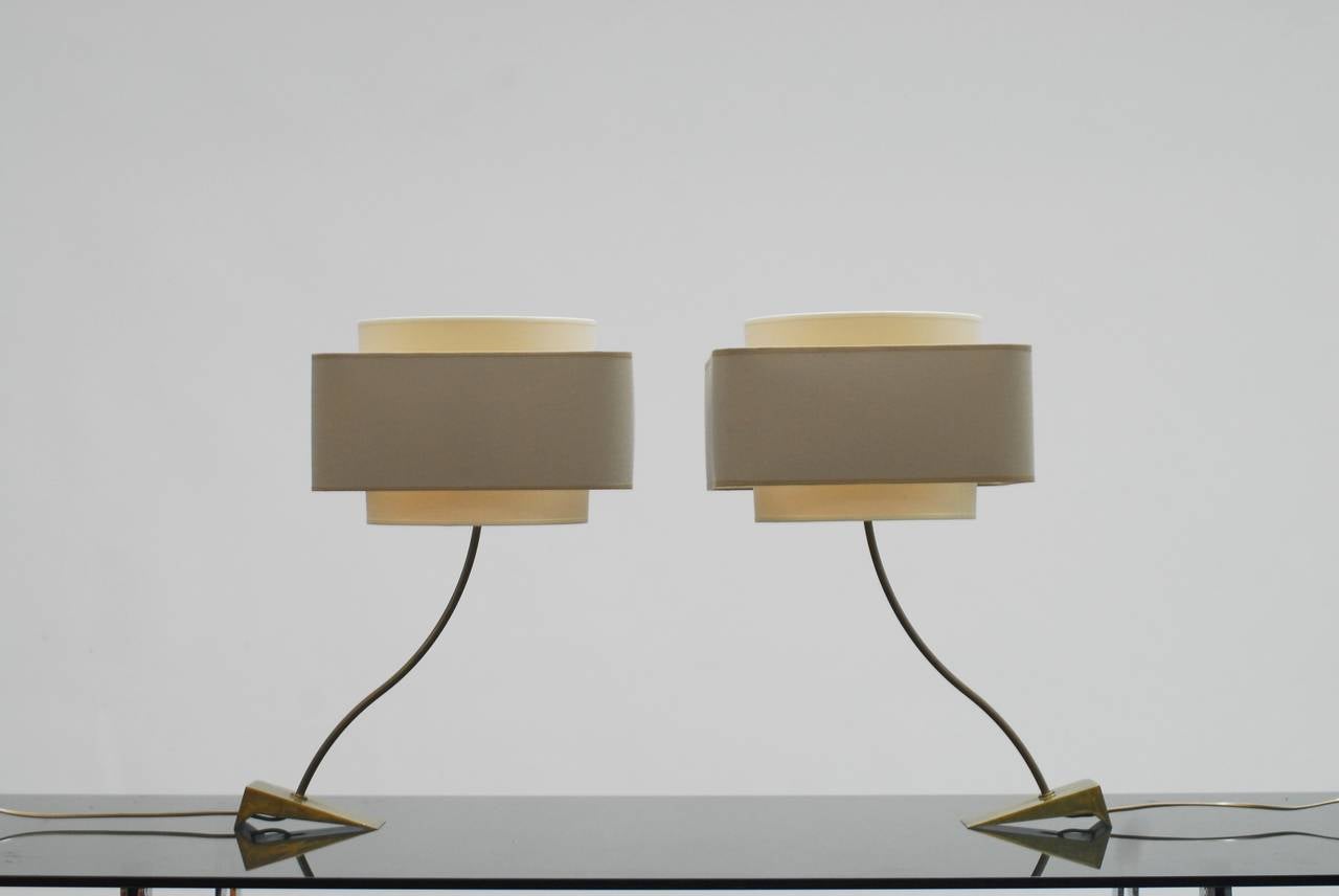 Modern Pair of 1960s Bronze Table Lamps