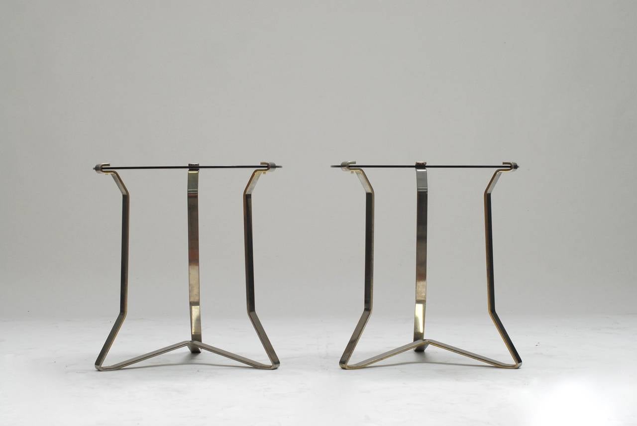 Gilt Pair of 1970s French Chromed Steel Side Tables