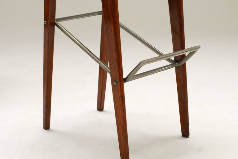 Pair of Rare 1960s Walnut Bar Stools by Fred Sandra for De Coene 2