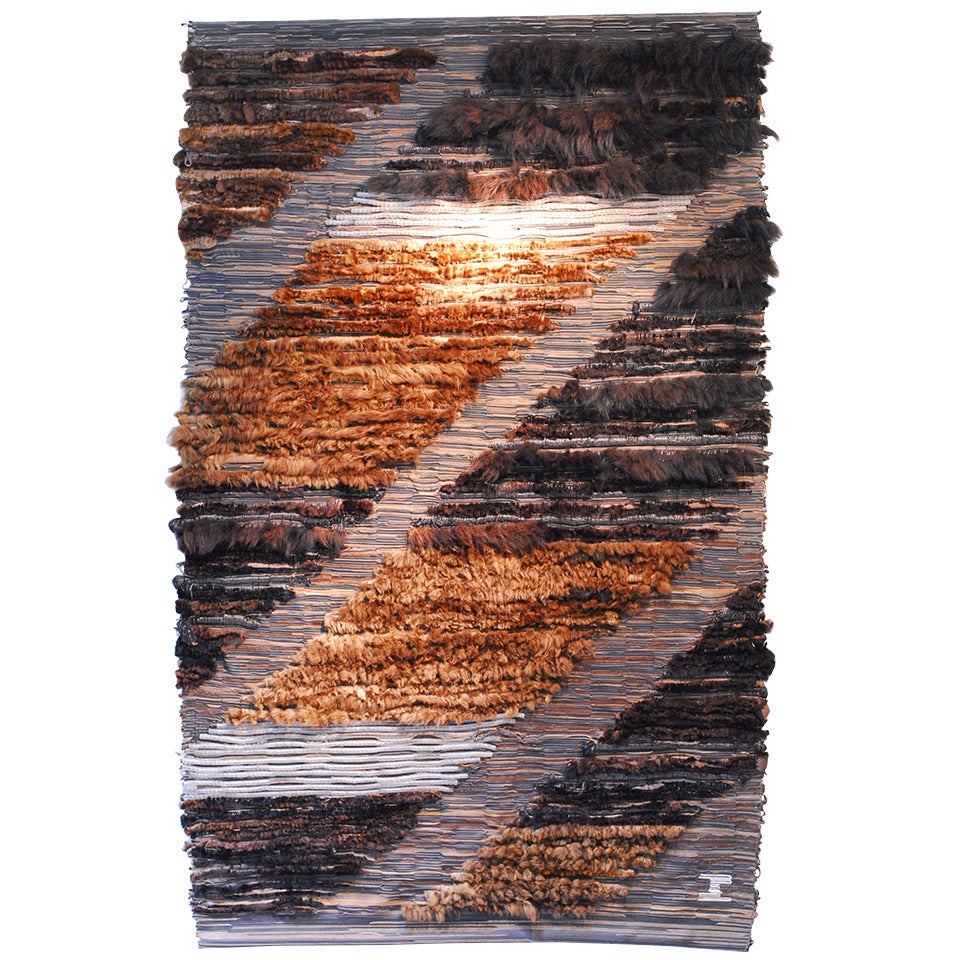 1970s  Exclusive Leather Wall Tapestry by Charles Schambourg