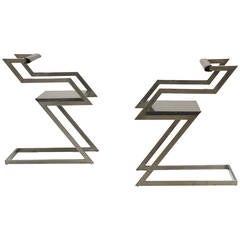 Set of Two Sculptural Zigzag Chairs by Gerard Kuijpers