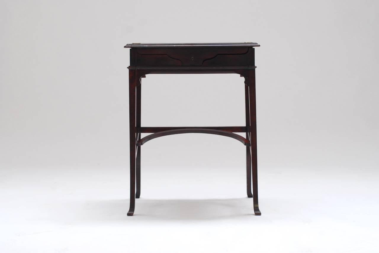 Early 20th Century Signed Art Nouveau Mahogany Writing Desk, 1905 For Sale
