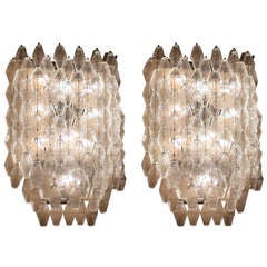 Monumental Pair Of Murano Polyhedral Wall Sconces By Carlo Scarpa for Venini 1