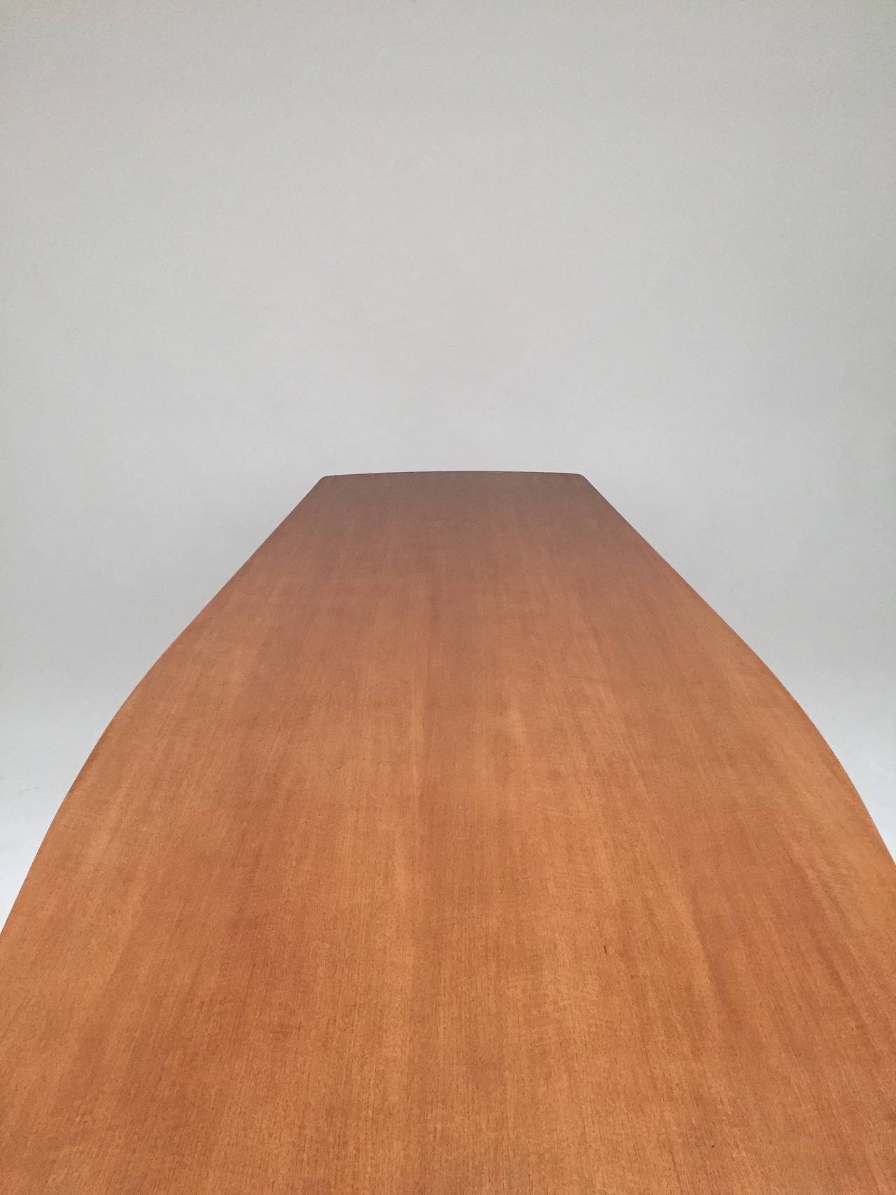 Metal Stéphane Jasinski 1956 large teak boat shaped table
