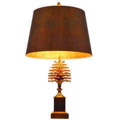 "Pomme de pin" 1960's Bronze Table / desk lamp by maison charles 19 1