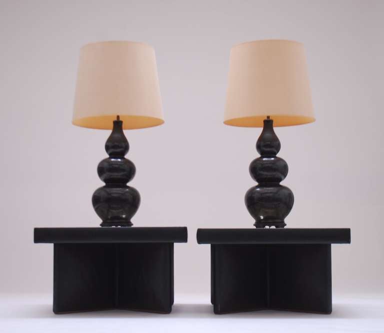 Stunning Pair Of Large 1970's Hand Signed Porcelain Table Lamps