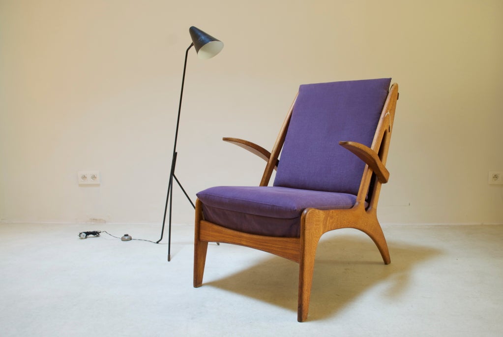 Belgian 1950's elegant oak armchair attributed Marcel Louis Baugniet