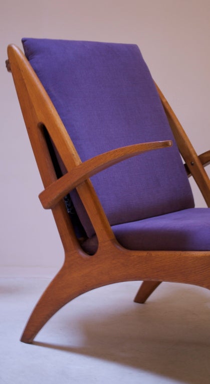 Mid-20th Century 1950's elegant oak armchair attributed Marcel Louis Baugniet