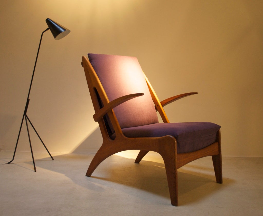 1950's elegant oak armchair attributed Marcel Louis Baugniet 1