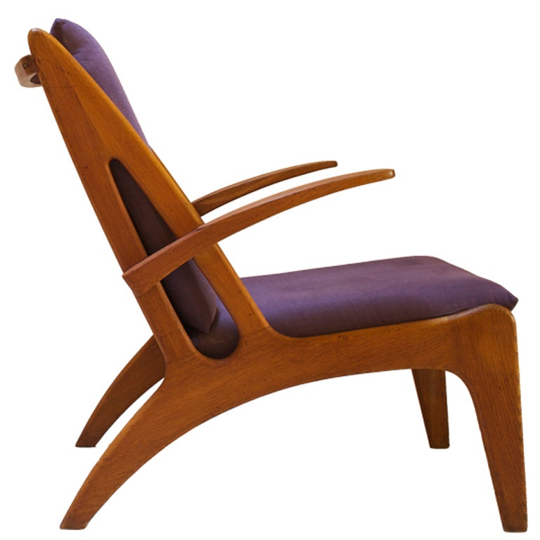 1950's elegant oak armchair attributed Marcel Louis Baugniet