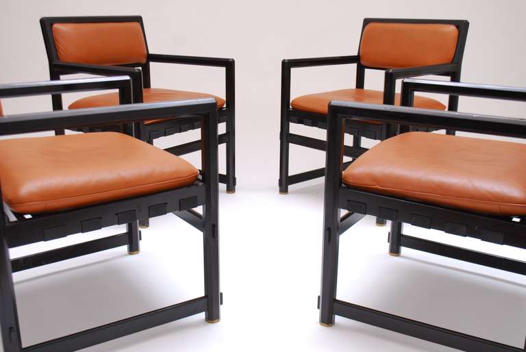 Mid-20th Century Residential 1960 Jules Wabbes dining chairs in collaboration with Edward Wormley For Sale