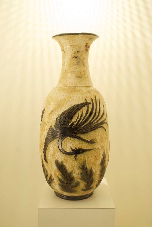 Belgian Huge and rare Roger Guèrin 1950's vase For Sale
