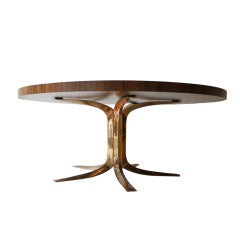 1968 Jules Wabbes bronze & wengé end grain desk / dining table
