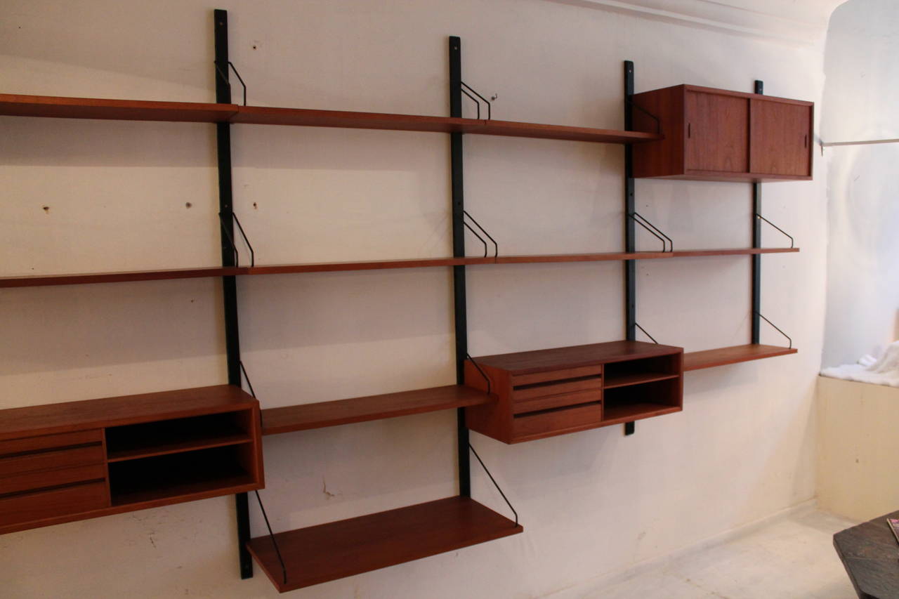 Mid-Century Modern Teak Danish Modern Wall Unit by Poul Cadovius, Denmark, 1950s