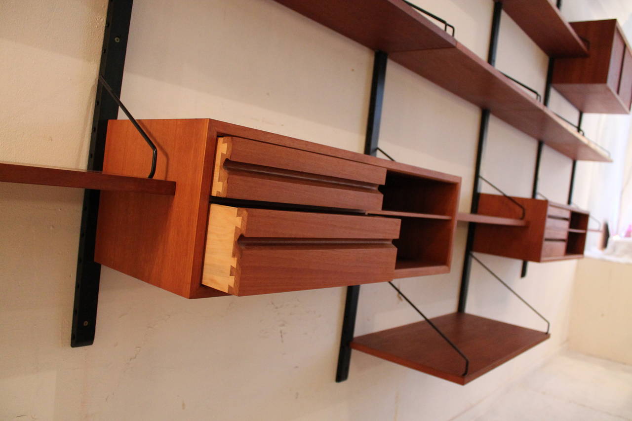 Teak Danish Modern Wall Unit by Poul Cadovius, Denmark, 1950s In Good Condition In Antwerp, BE