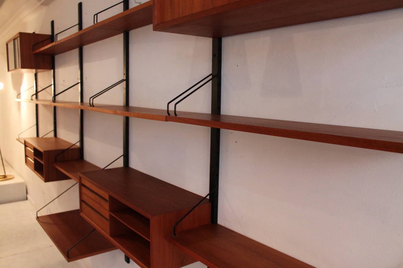 Teak Danish Modern Wall Unit by Poul Cadovius, Denmark, 1950s 2