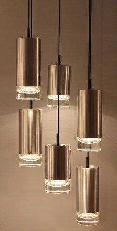 Glass prism chandelier by RAAK Holland 1960