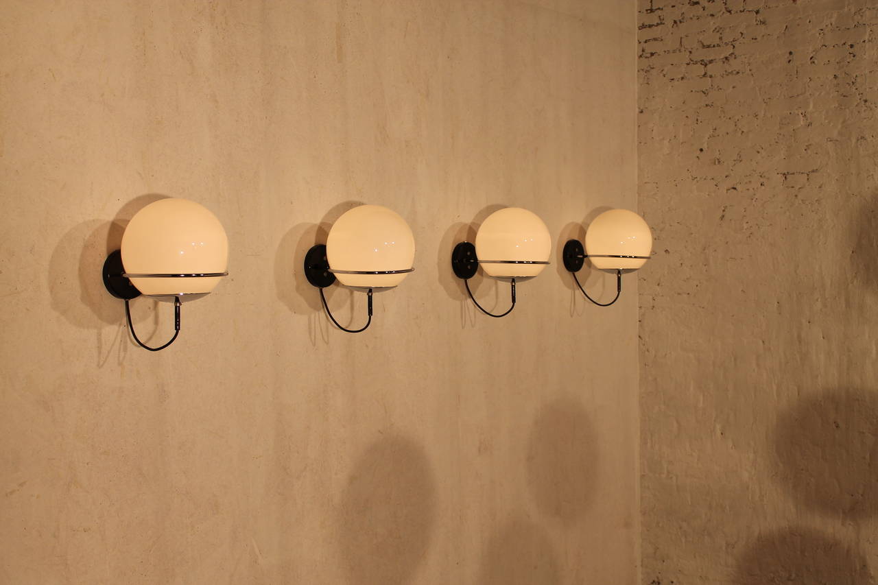 Four wall sconces by RAAK, Amsterdam, Holland, 1960s.

See other listing for matching chandeliers.

Rewired also for US use.

Contact us for high quality photos.
We ship worldwide ask for info.