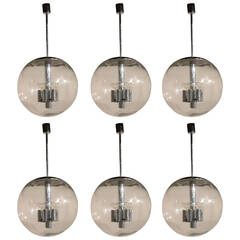 Vintage Six Very Impressive Giant Glass Ball Pendants by Limburg Germany, 1960