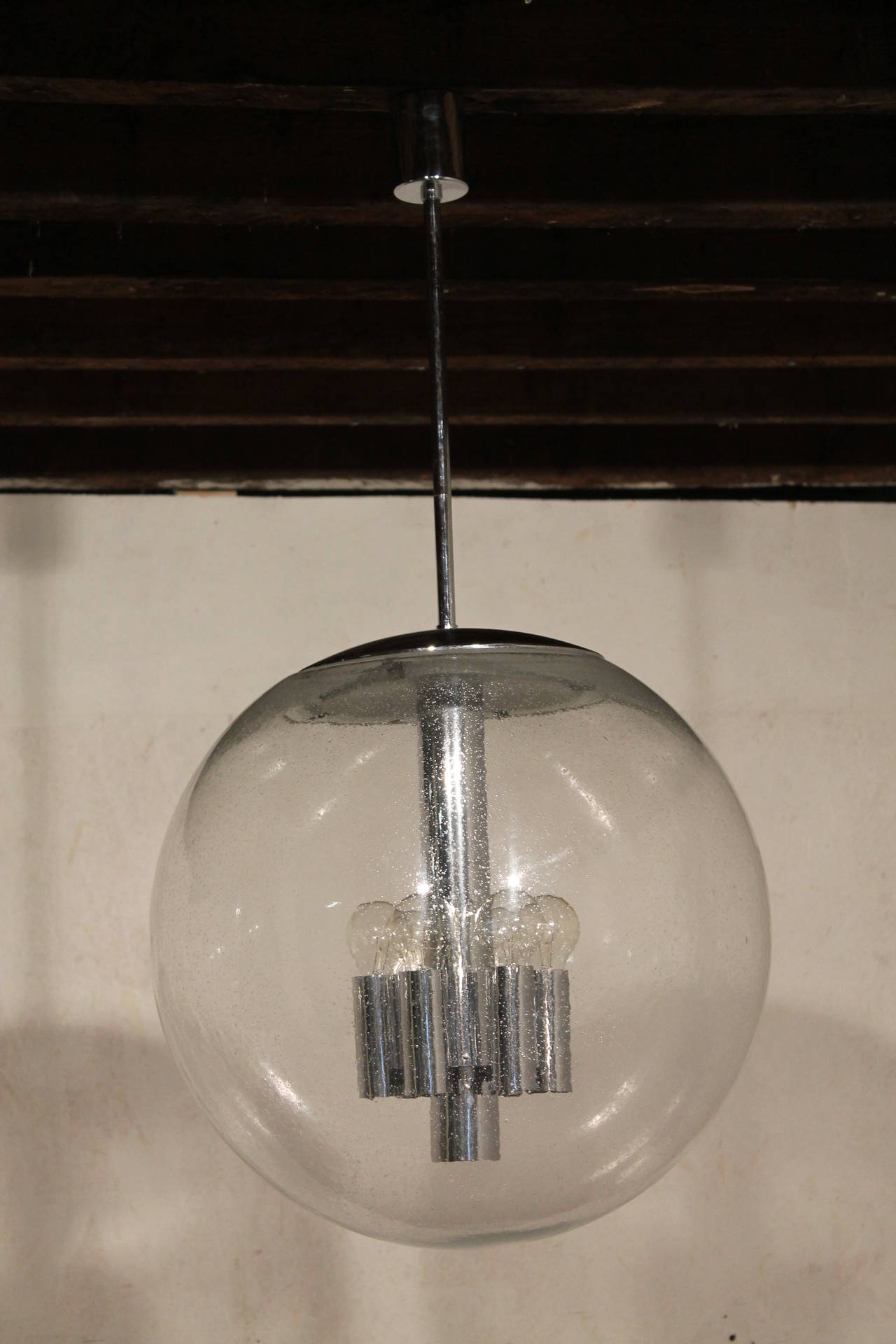 Six Very Impressive Giant Glass Ball Pendants by Limburg Germany, 1960 1