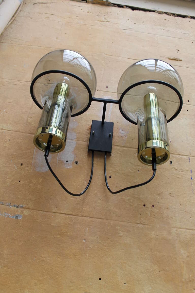 Mid-20th Century A rare  pair 2 maxi globe wall sconces by RAAK Amsterdam 1960's