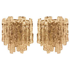 Pair of Wall Sconces by Kalmar Austria 1960s Ice Glasses