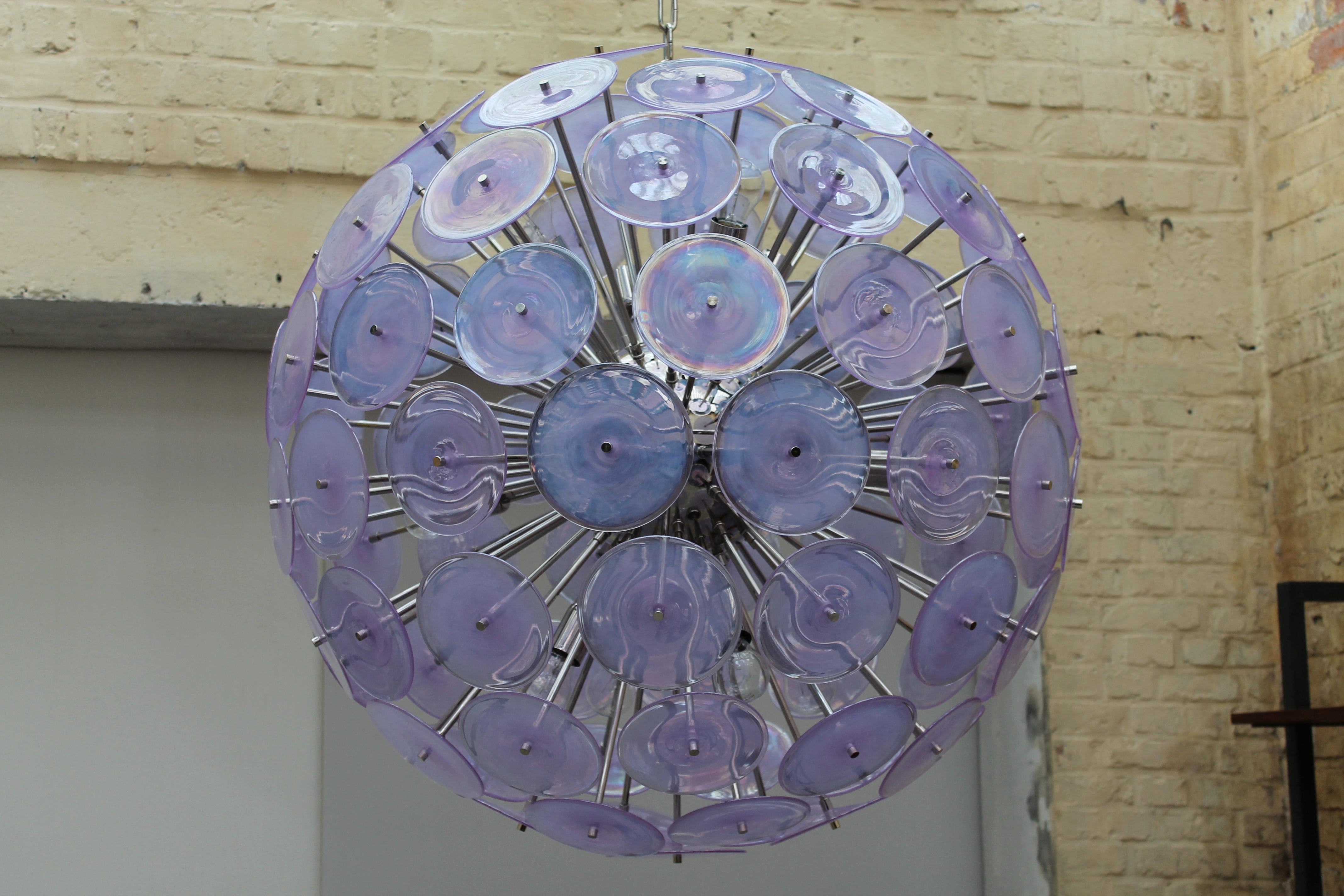 giant  39" Ø Vistosi glass disc sputnik chandelier italy