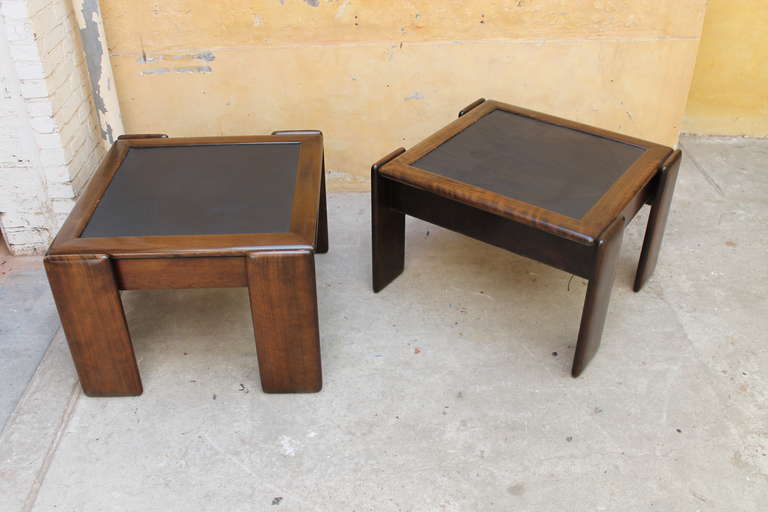 2 side table Italy 1970s 

oakwood and slate top , good condition 

see other listing for coffee table
